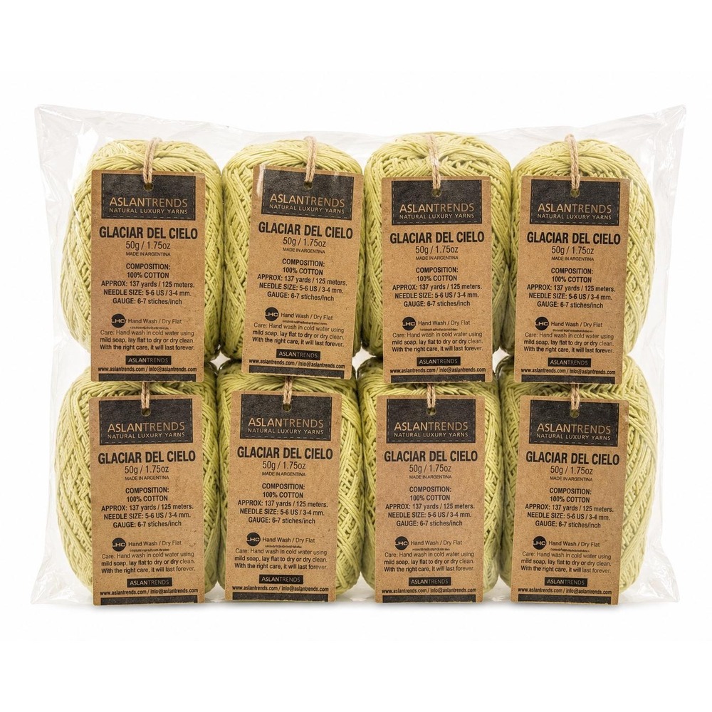 AslanTrends Glaciar Del Cielo Cotton Yarn Lot of 8 Color 4784 Dye Lot 2843